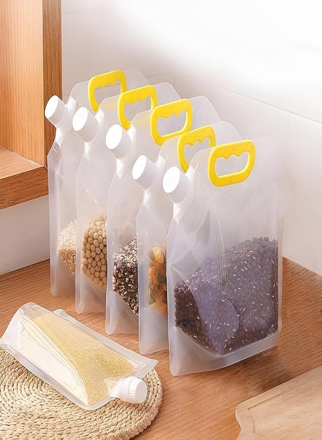 Glitzn 3L Storage Bag Grains Rice Moisture-Proof Sealed Bag, Resealable, Transparent Bags Stand Up Pouch Bags With Portable Handle For Long Term Food Storage Container (pack of 3) - Image 1
